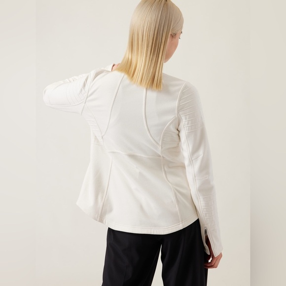 ATHLETA Magnolia White MOTO Jacket Full Zip Size S/T - Picture 2 of 10